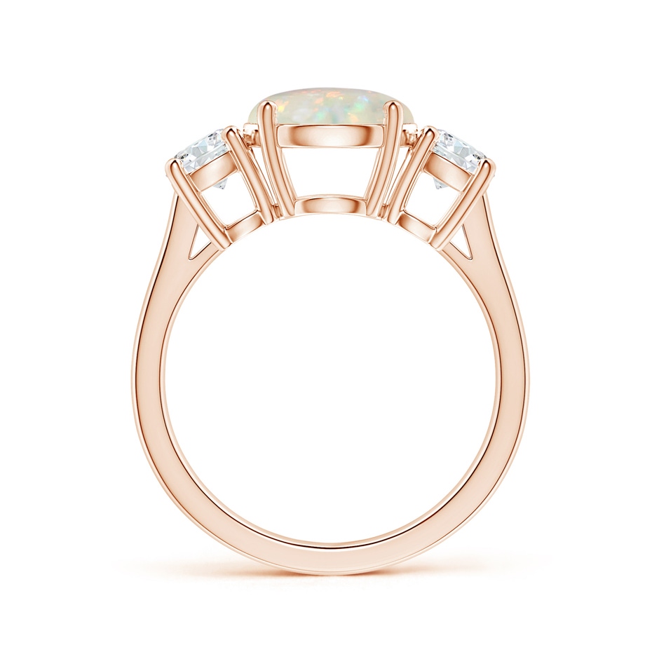 9.24x9.10x3.38mm AAA GIA Certified Round Opal Three Stone Ring with Reverse Tapered Shank in 9K Rose Gold side 199