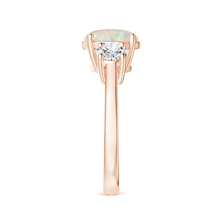 9.24x9.10x3.38mm AAA GIA Certified Round Opal Three Stone Ring with Reverse Tapered Shank in 9K Rose Gold side 399