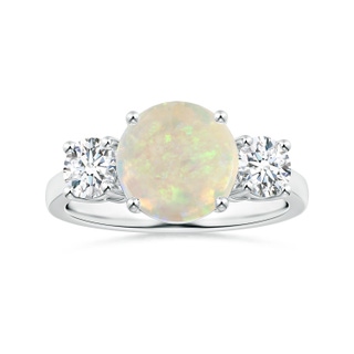 9.24x9.10x3.38mm AAA GIA Certified Round Opal Three Stone Ring with Reverse Tapered Shank in P950 Platinum