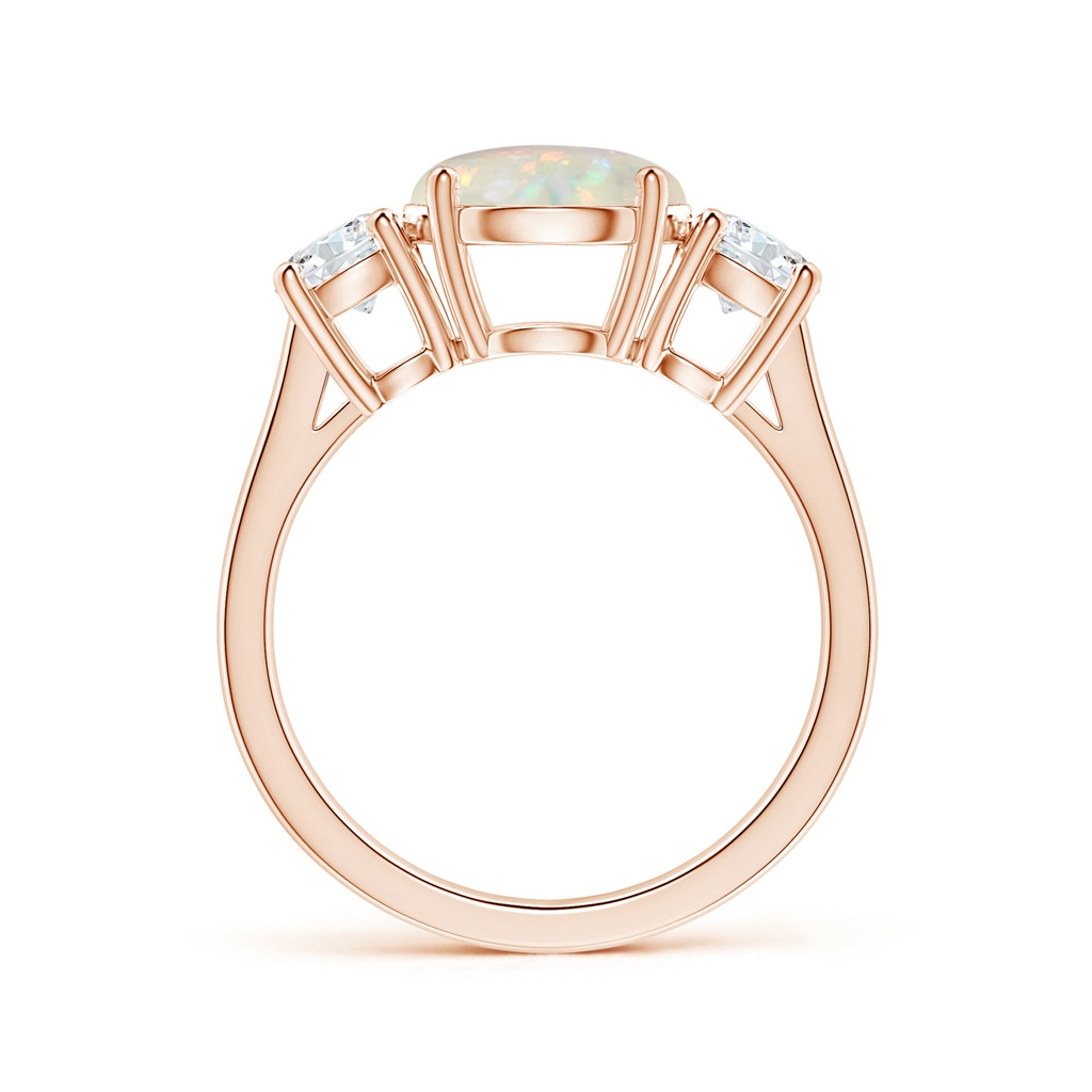 9.24x9.10x3.38mm AAA GIA Certified Round Opal Three Stone Ring with Reverse Tapered Shank in Rose Gold - side 199