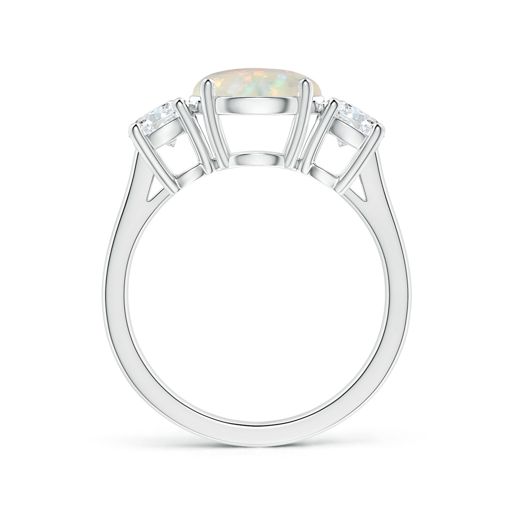 9.24x9.10x3.38mm AAA GIA Certified Round Opal Three Stone Ring with Reverse Tapered Shank in White Gold Side 199
