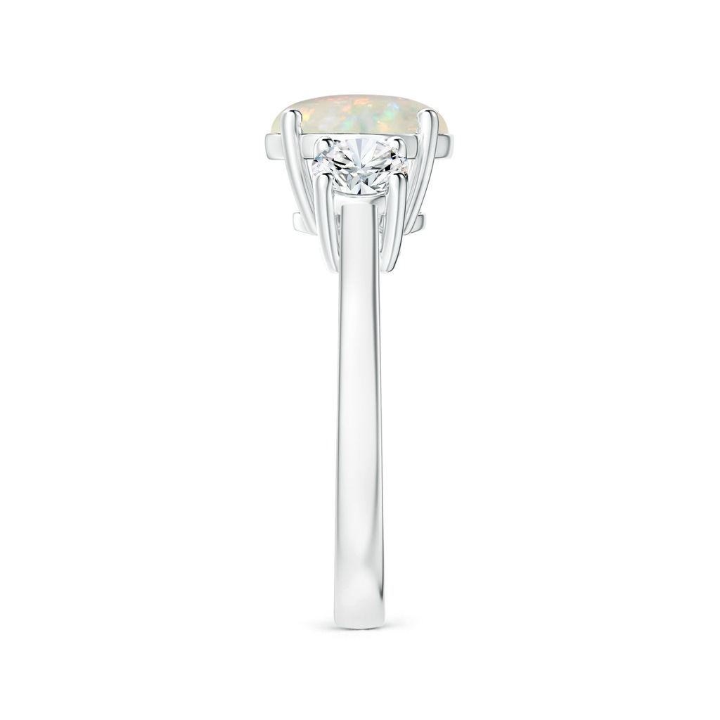 9.24x9.10x3.38mm AAA GIA Certified Round Opal Three Stone Ring with Reverse Tapered Shank in White Gold Side 399
