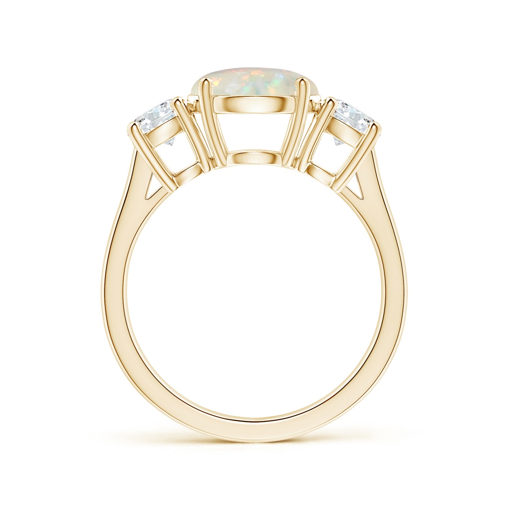 9.24x9.10x3.38mm AAA GIA Certified Round Opal Three Stone Ring with Reverse Tapered Shank in Yellow Gold - side 199