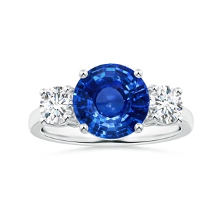 8.60x8.50x4.97mm AAA GIA Certified Sapphire Three Stone Ring with Reverse Tapered Shank in P950 Platinum