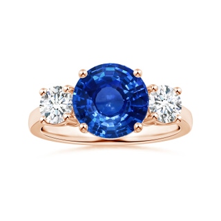 8.60x8.50x4.97mm AAA GIA Certified Sapphire Three Stone Ring with Reverse Tapered Shank in Rose Gold