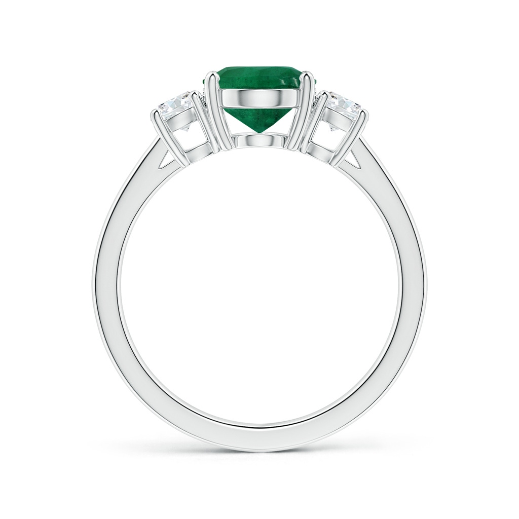10.15x7.97x6.23mm AA Three Stone GIA Certified Oval Emerald Reverse Tapered Shank Ring with Diamonds in 18K White Gold Side 199