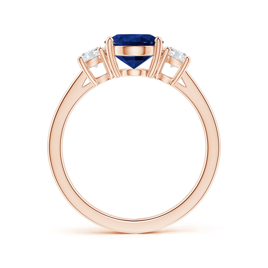9.94x8.61x6.11mm AAA GIA Certified Oval Sapphire Three Stone Reverse Tapered Shank Ring with Diamonds in Rose Gold side-1
