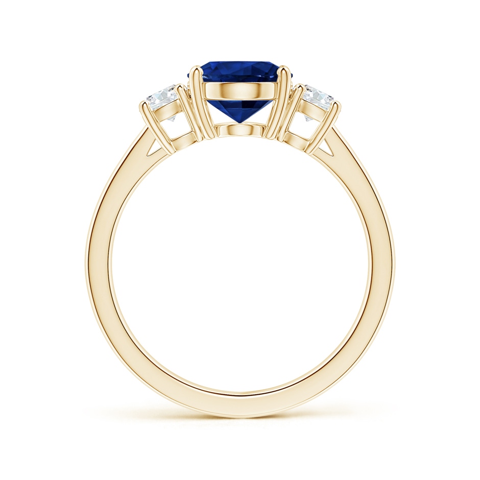 9.94x8.61x6.11mm AAA GIA Certified Oval Sapphire Three Stone Reverse Tapered Shank Ring with Diamonds in Yellow Gold side-1