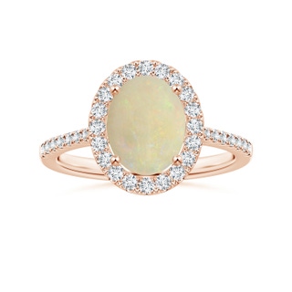 9.93x8.04x3.07mm AAA GIA Certified Oval Opal Reverse Tapered Shank Ring with Diamond Halo in 10K Rose Gold