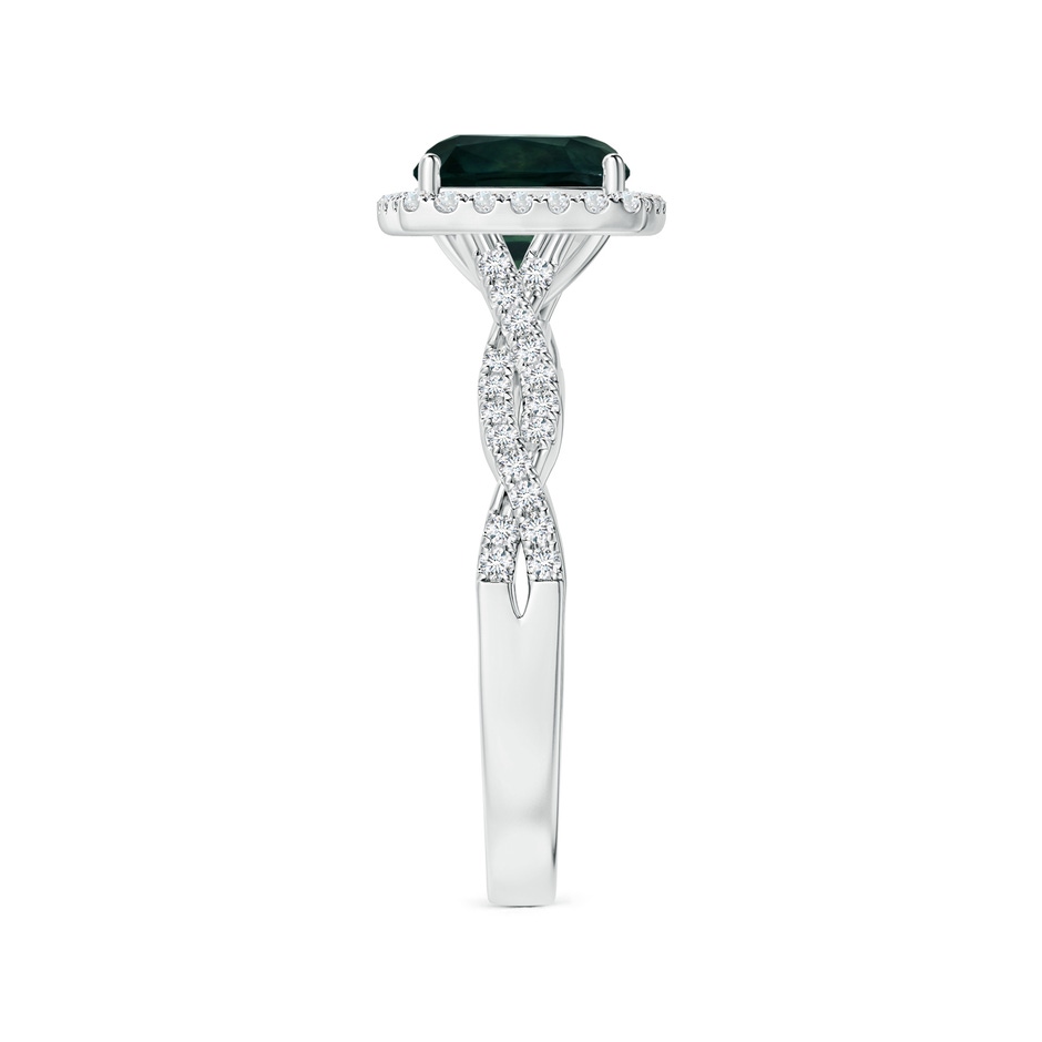 7.67x7.57x5.80mm AA GIA Certified Cushion Teal Sapphire Halo Twisted Shank Ring with Diamonds in P950 Platinum side-2