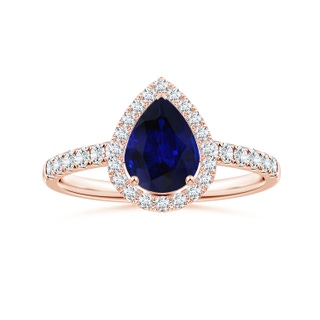 8.19x6.23x3.40mm AAA GIA Certified Pear-Shaped Blue Sapphire Halo Ring with Diamonds in 18K Rose Gold