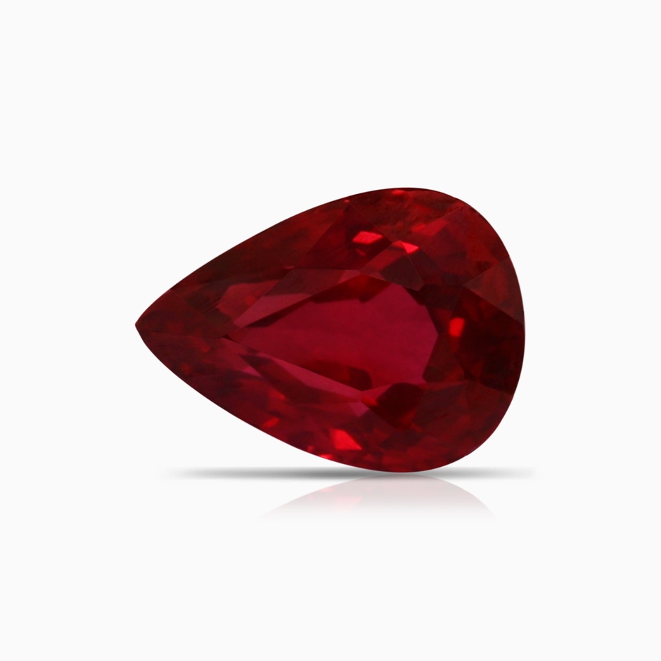 7.91x5.80x4.13mm AAAA GIA Certified Pear-Shaped Ruby Reverse Tapered Shank Ring with Diamonds in 18K White Gold stone