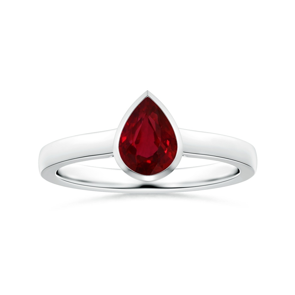 7.91x5.80x4.13mm AAAA Bezel-Set GIA Certified Pear-Shaped Ruby Solitaire Ring in 18K White Gold 