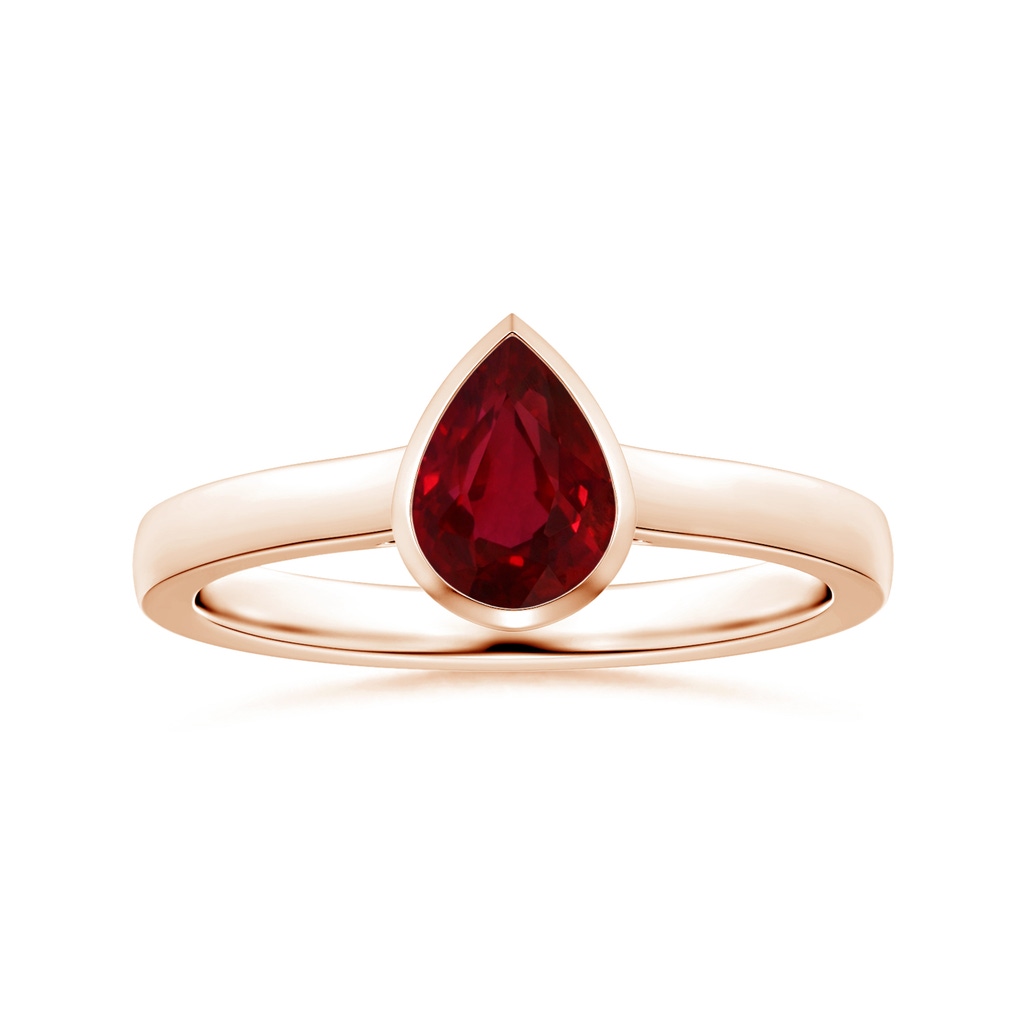 7.91x5.80x4.13mm AAAA Bezel-Set GIA Certified Pear-Shaped Ruby Solitaire Ring in Rose Gold