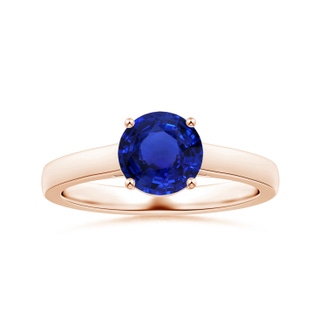 7.87x7.87x4.57mm AAAA Prong-Set GIA Certified Round Blue Sapphire Solitaire Ring in Rose Gold