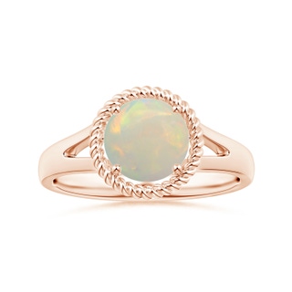 8.29x8.25x3.02mm AAA GIA Certified Round Opal Ring with Twisted Split Shank in 10K Rose Gold