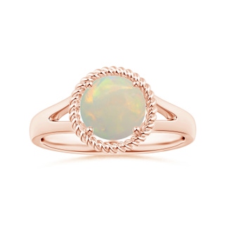 8.29x8.25x3.02mm AAA GIA Certified Round Opal Ring with Twisted Split Shank in 18K Rose Gold