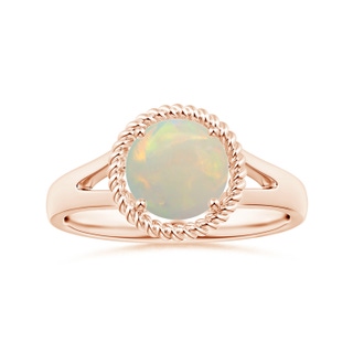 8.29x8.25x3.02mm AAA GIA Certified Round Opal Ring with Twisted Split Shank in 9K Rose Gold