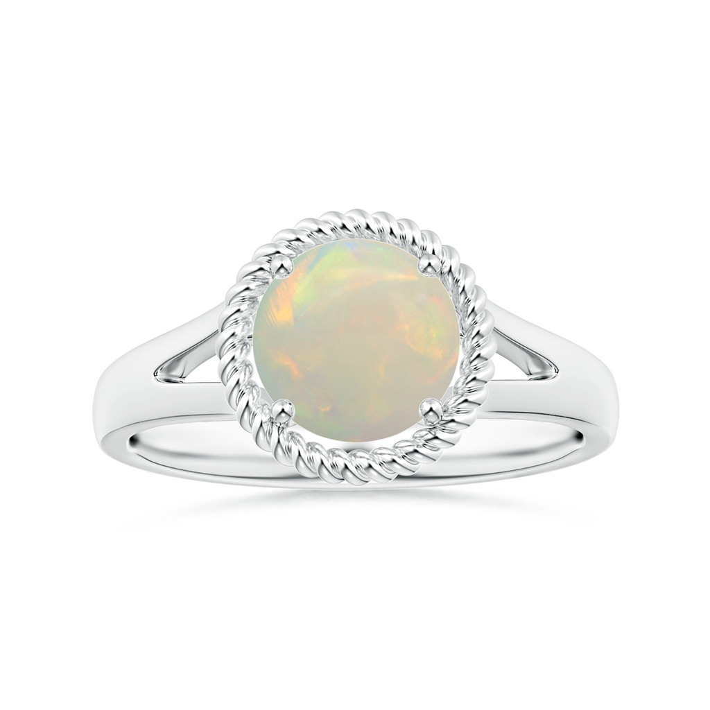 8.29x8.25x3.02mm AAA GIA Certified Round Opal Ring with Twisted Split Shank in P950 Platinum 