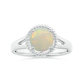8.29x8.25x3.02mm AAA GIA Certified Round Opal Ring with Twisted Split Shank in P950 Platinum
