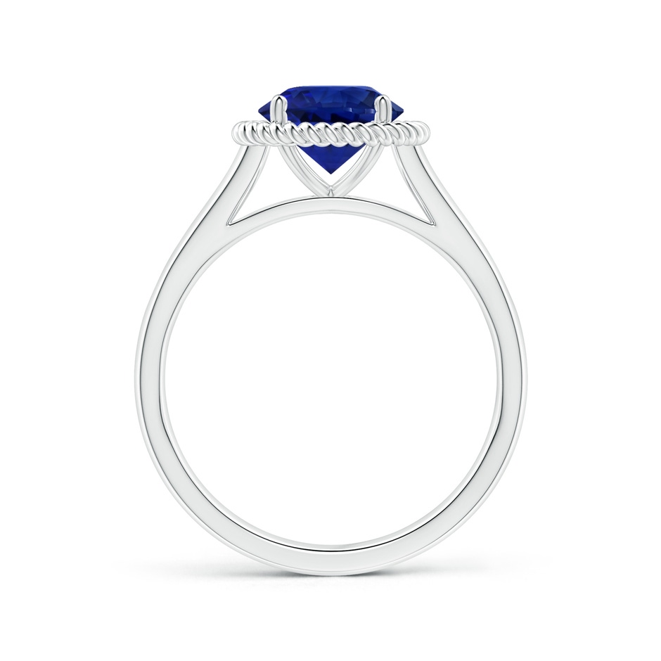 7.87x7.87x4.57mm AAAA GIA Certified Round Blue Sapphire Halo Ring with Split Shank in 18K White Gold Side-1