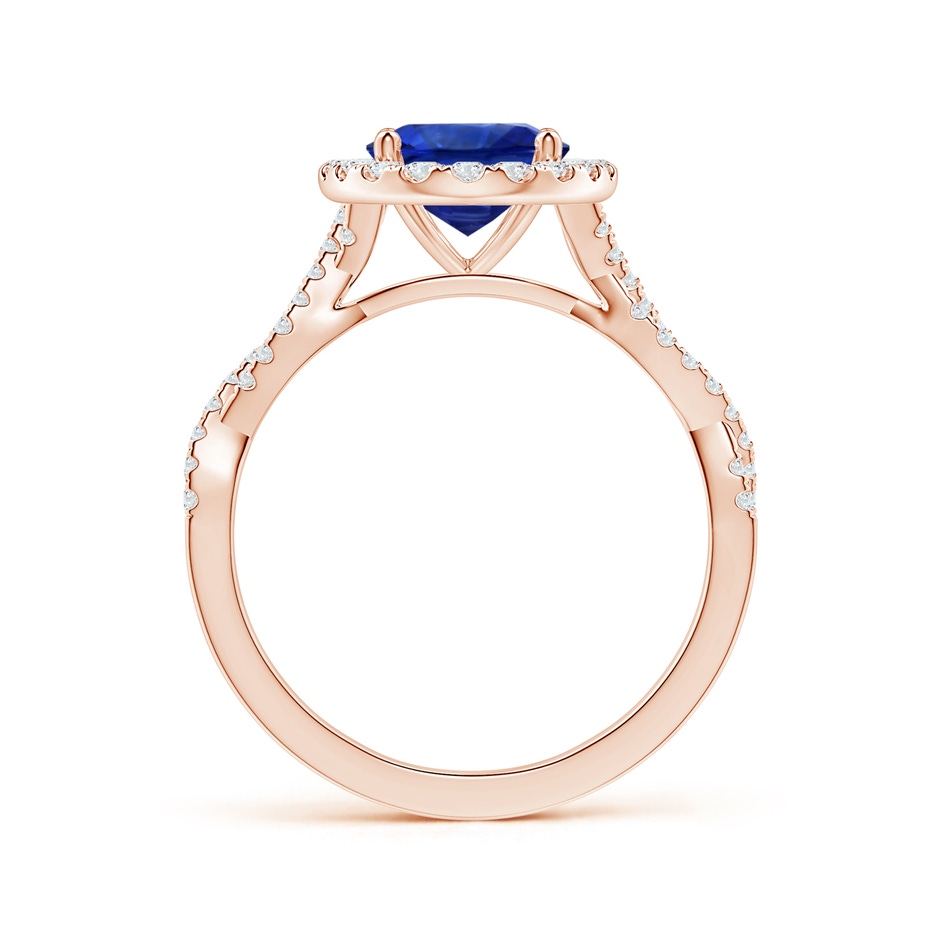 9.88x7.91x4.95mm AAA GIA Certified Oval Sapphire Halo Twisted Shank Ring with Diamonds in 18K Rose Gold side 199