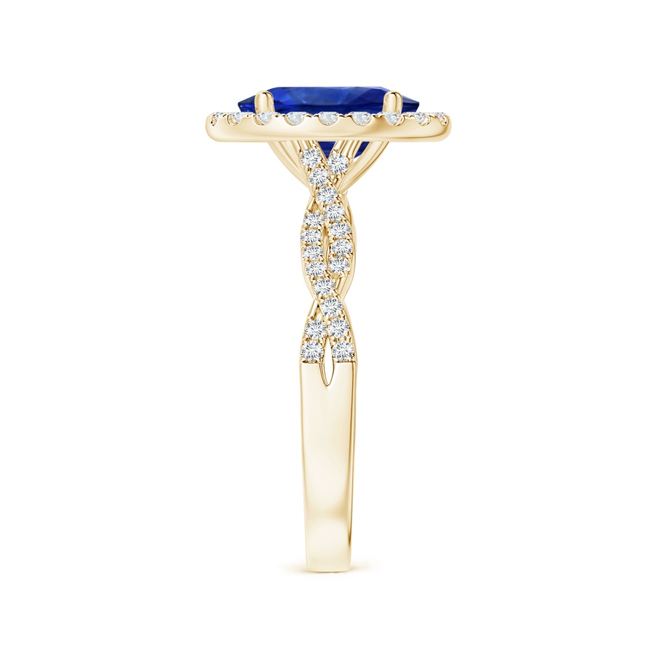 9.88x7.91x4.95mm AAA GIA Certified Oval Sapphire Halo Twisted Shank Ring with Diamonds in Yellow Gold side 399