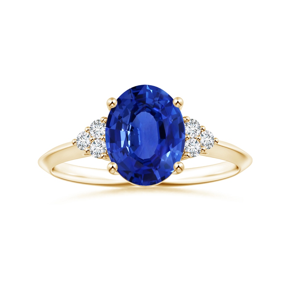 9.88x7.91x4.95mm AAA GIA Certified Oval Sapphire Knife-Edged Shank Ring with Diamonds in Yellow Gold 