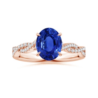 9.88x7.91x4.95mm AAA GIA Certified Claw-Set Oval Sapphire Twisted Shank Ring with Diamonds in 18K Rose Gold