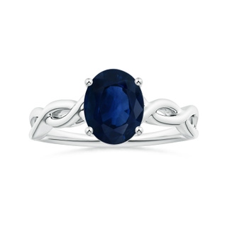 10.45x8.17x4.81mm AA Prong-Set GIA Certified Oval Sapphire Solitaire Ring with Twisted Shank in P950 Platinum