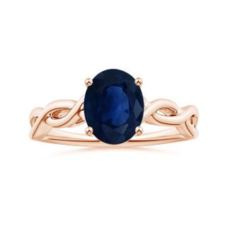 10.45x8.17x4.81mm AA Prong-Set GIA Certified Oval Sapphire Solitaire Ring with Twisted Shank in Rose Gold