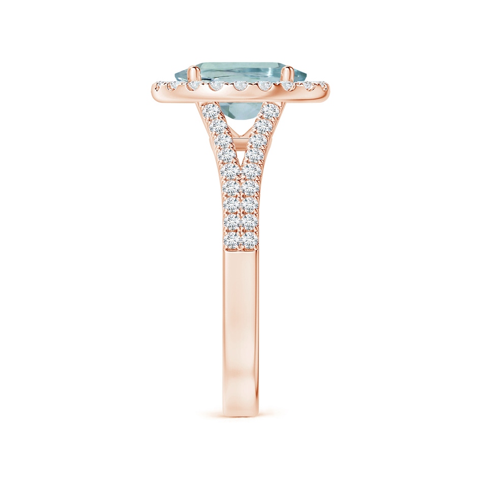 9.91x7.81x5.24mm AA GIA Certified Oval Aquamarine Split Shank Halo Ring in 18K Rose Gold side 399