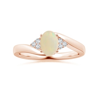 7.80x5.92x2.48mm AAA GIA Certified Oval Opal Bypass Ring with Diamonds in 10K Rose Gold