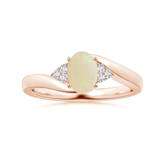 7.80x5.92x2.48mm AAA GIA Certified Oval Opal Bypass Ring with Diamonds in Rose Gold