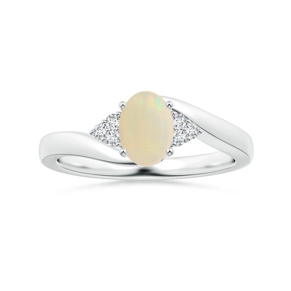 7.80x5.92x2.48mm AAA GIA Certified Oval Opal Bypass Ring with Diamonds in White Gold 