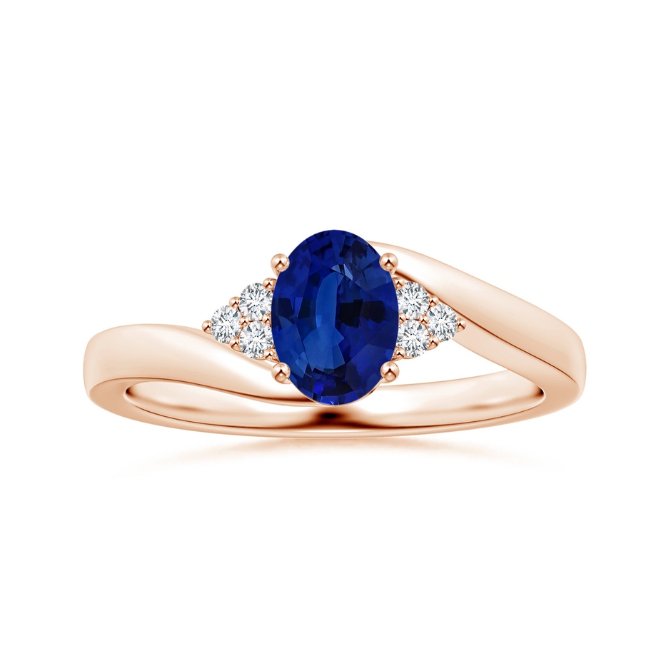 7.87x5.85x3.74mm AAAA GIA Certified Oval Blue Sapphire Bypass Ring with Side Diamonds in Rose Gold 