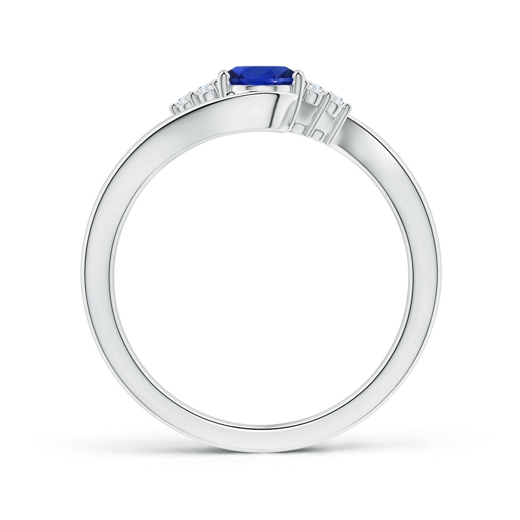 7.89x5.87x3.73mm AAAA Oval Blue Sapphire Bypass Ring with Side Diamonds in P950 Platinum Side 199