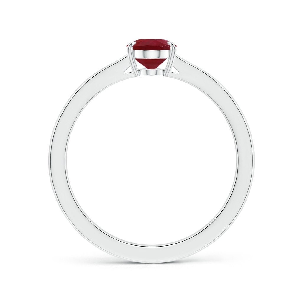 7.86x6.16x4.51mm AA Claw-Set GIA Certified Solitaire Oval Ruby Reverse Tapered Shank Ring  in 18K White Gold Side-1