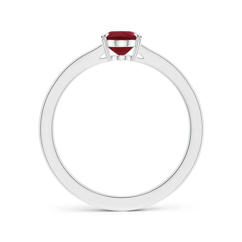 7.86x6.16x4.51mm AA Claw-Set GIA Certified Solitaire Oval Ruby Reverse Tapered Shank Ring  in P950 Platinum Side-1