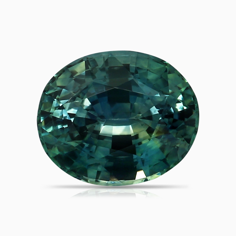 8.31x6.92x4.91mm AAA Claw-Set GIA Certified Solitaire Oval Teal Sapphire Reverse Tapered Shank Ring in 9K Rose Gold stone