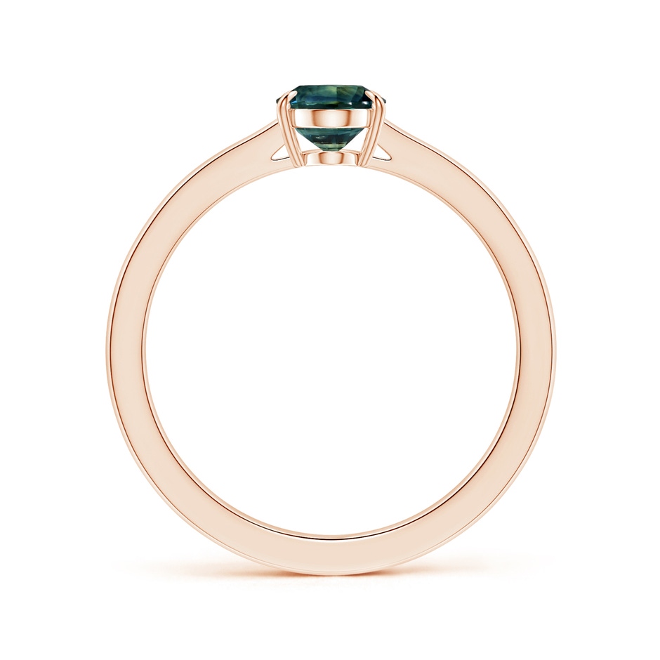 8.31x6.92x4.91mm AAA Claw-Set GIA Certified Solitaire Oval Teal Sapphire Reverse Tapered Shank Ring in Rose Gold side-1