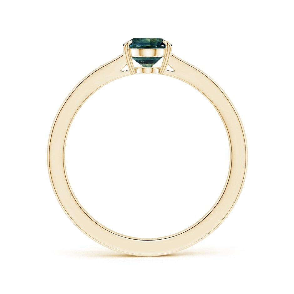 8.31x6.92x4.91mm AAA Claw-Set GIA Certified Solitaire Oval Teal Sapphire Reverse Tapered Shank Ring in Yellow Gold side-1