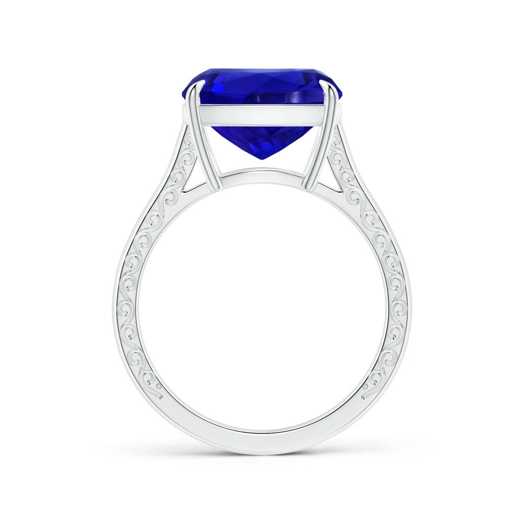 12.05x11.99x9.09mm AAAA Claw-Set GIA Certified Cushion Tanzanite Solitaire Ring with Scrollwork in 18K White Gold - side 199