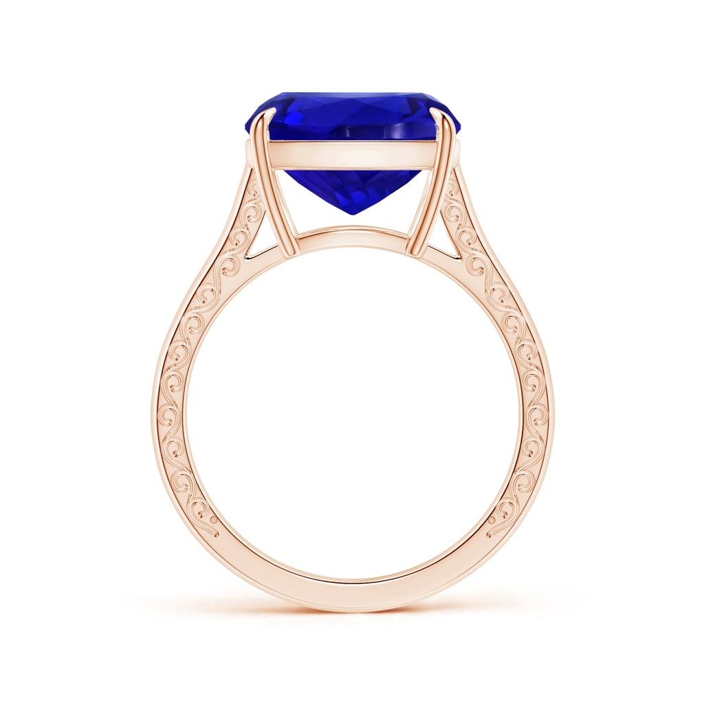 12.05x11.99x9.09mm AAAA Claw-Set GIA Certified Cushion Tanzanite Solitaire Ring with Scrollwork in Rose Gold - side 199