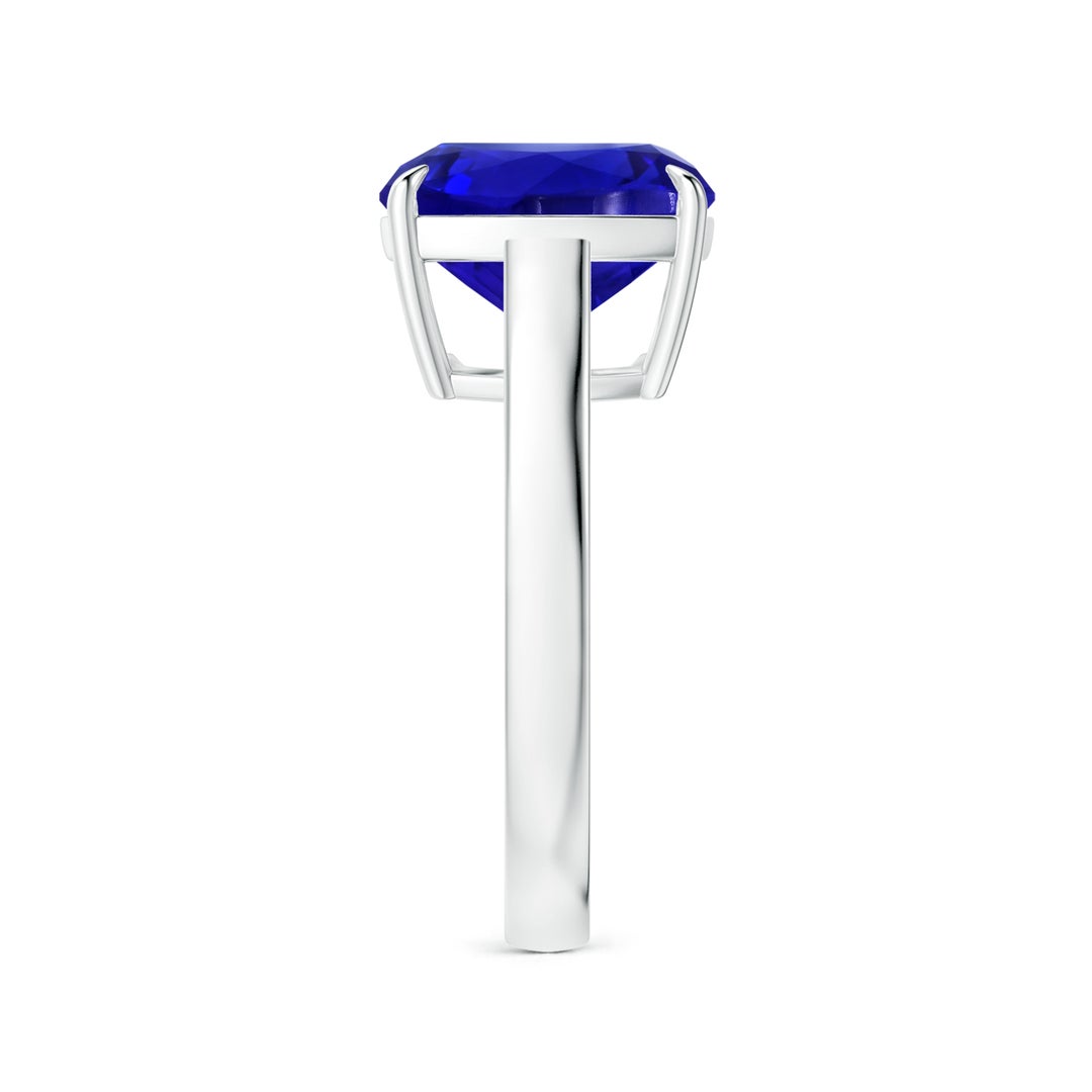 12.05x11.99x9.09mm AAAA Claw-Set GIA Certified Cushion Tanzanite Solitaire Ring with Scrollwork in White Gold - side 5