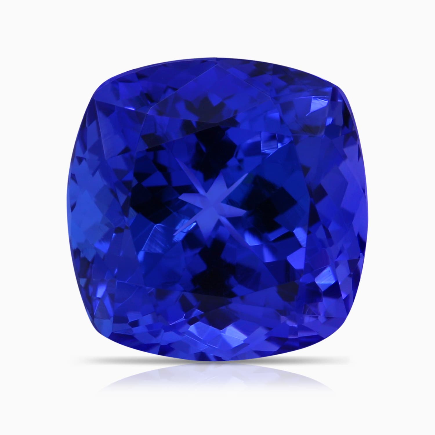 12.05x11.99x9.09mm AAAA Claw-Set GIA Certified Cushion Tanzanite Solitaire Ring with Scrollwork in White Gold - stone
