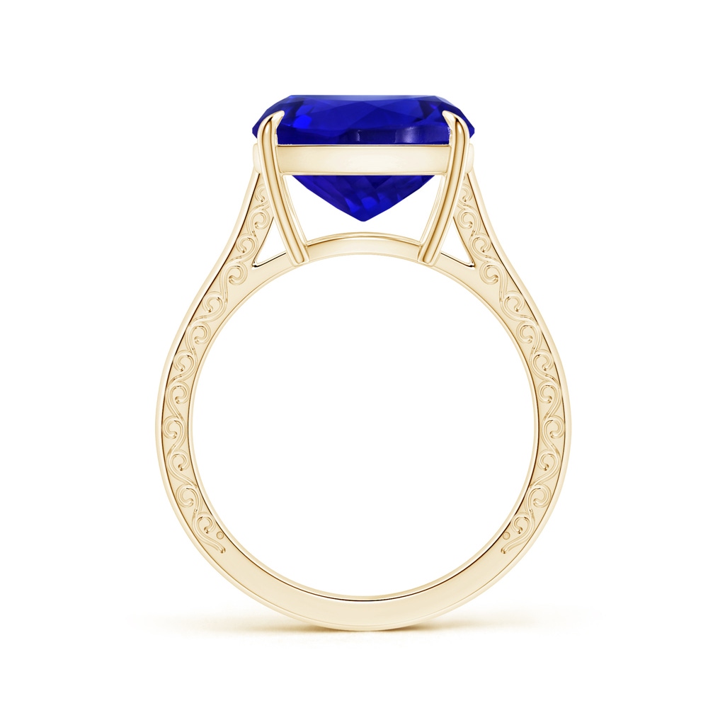 12.05x11.99x9.09mm AAAA Claw-Set GIA Certified Cushion Tanzanite Solitaire Ring with Scrollwork in Yellow Gold - side 199