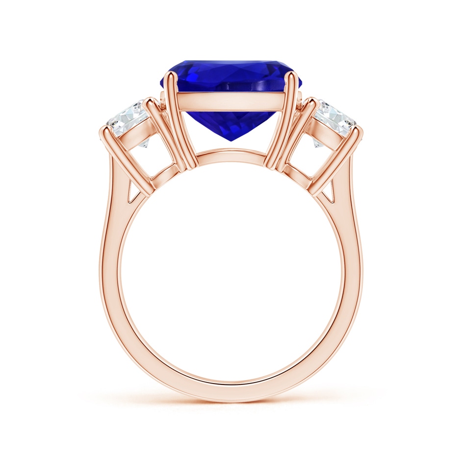 12.05x11.99x9.09mm AAAA GIA Certified Cushion Tanzanite Three Stone Ring with Diamonds in 18K Rose Gold side 199