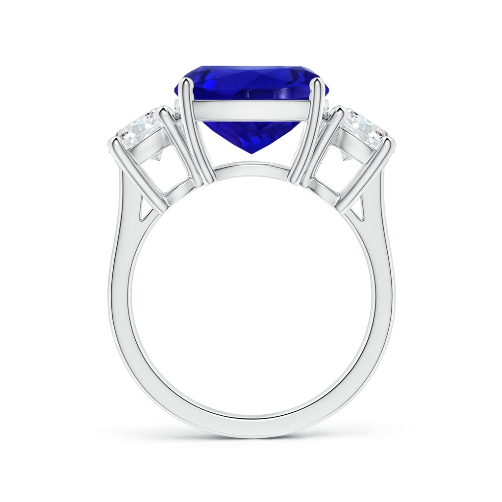 12.05x11.99x9.09mm AAAA GIA Certified Cushion Tanzanite Three Stone Ring with Diamonds in P950 Platinum - side 199
