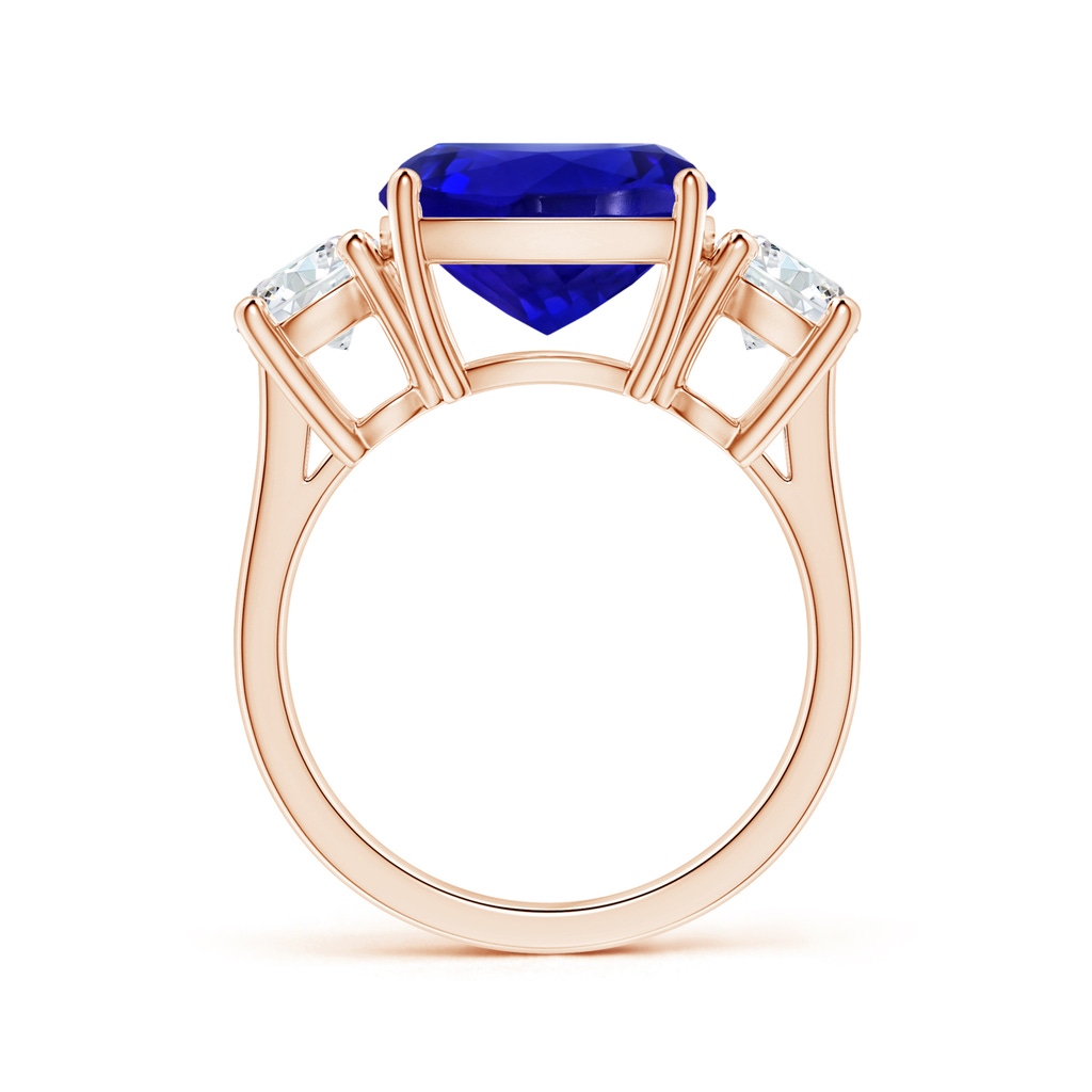 12.05x11.99x9.09mm AAAA GIA Certified Cushion Tanzanite Three Stone Ring with Diamonds in Rose Gold - side 199